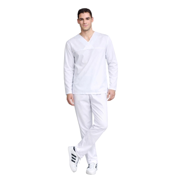 Komplet medyczny męski biały długi rękaw roz.3XL